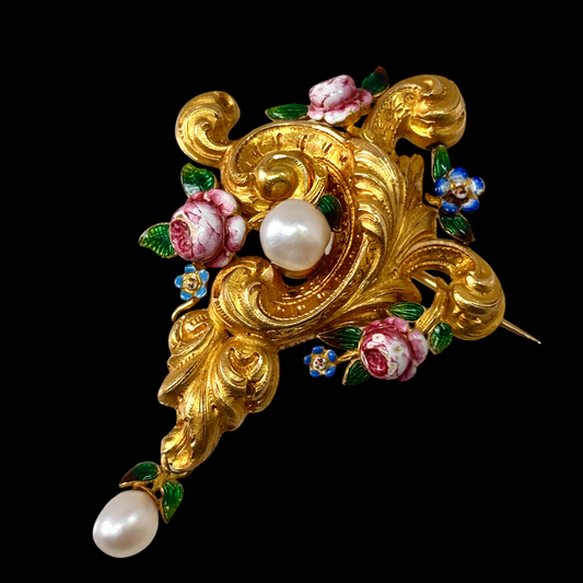 Revival enamelled brooch
