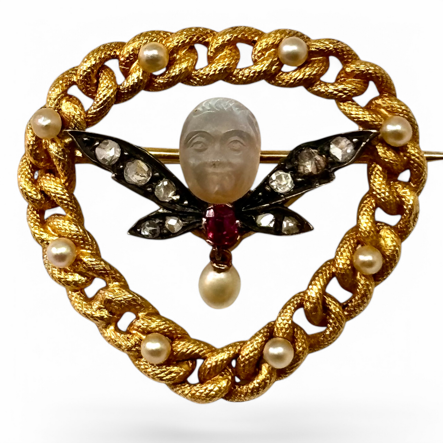 Moonstone cameo brooch