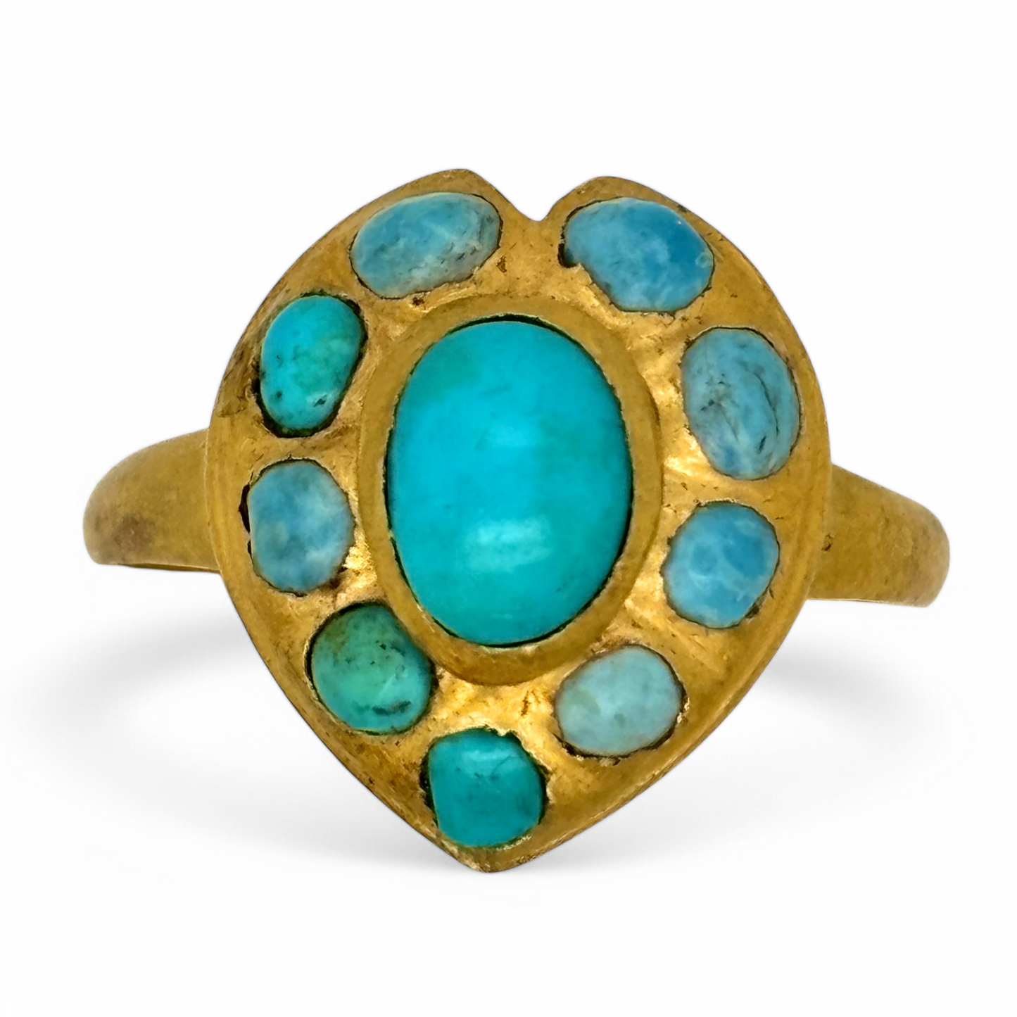 Seventeenth century gold heart ring with turquoise