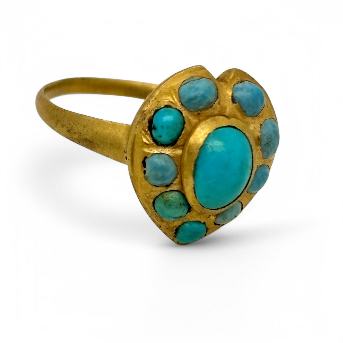 Seventeenth century gold heart ring with turquoise