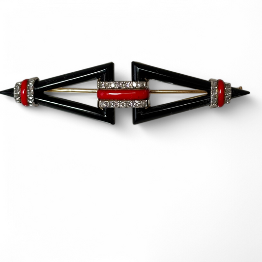 Onyx Deco brooch