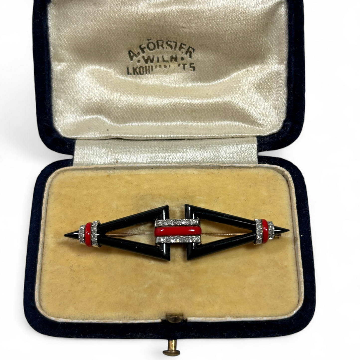 Onyx Deco brooch