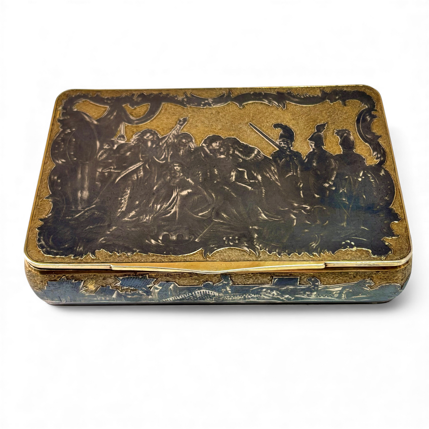 Russian silver box with niello