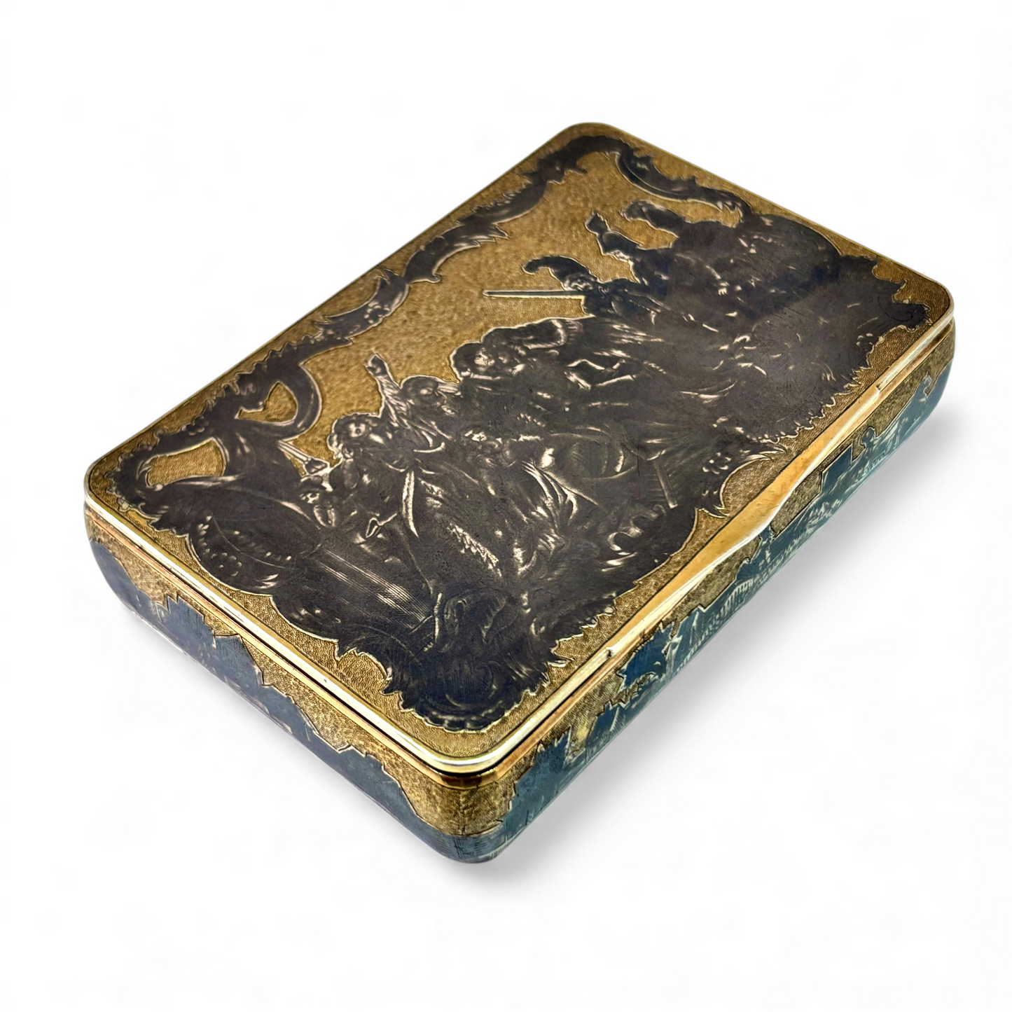 Russian silver box with niello