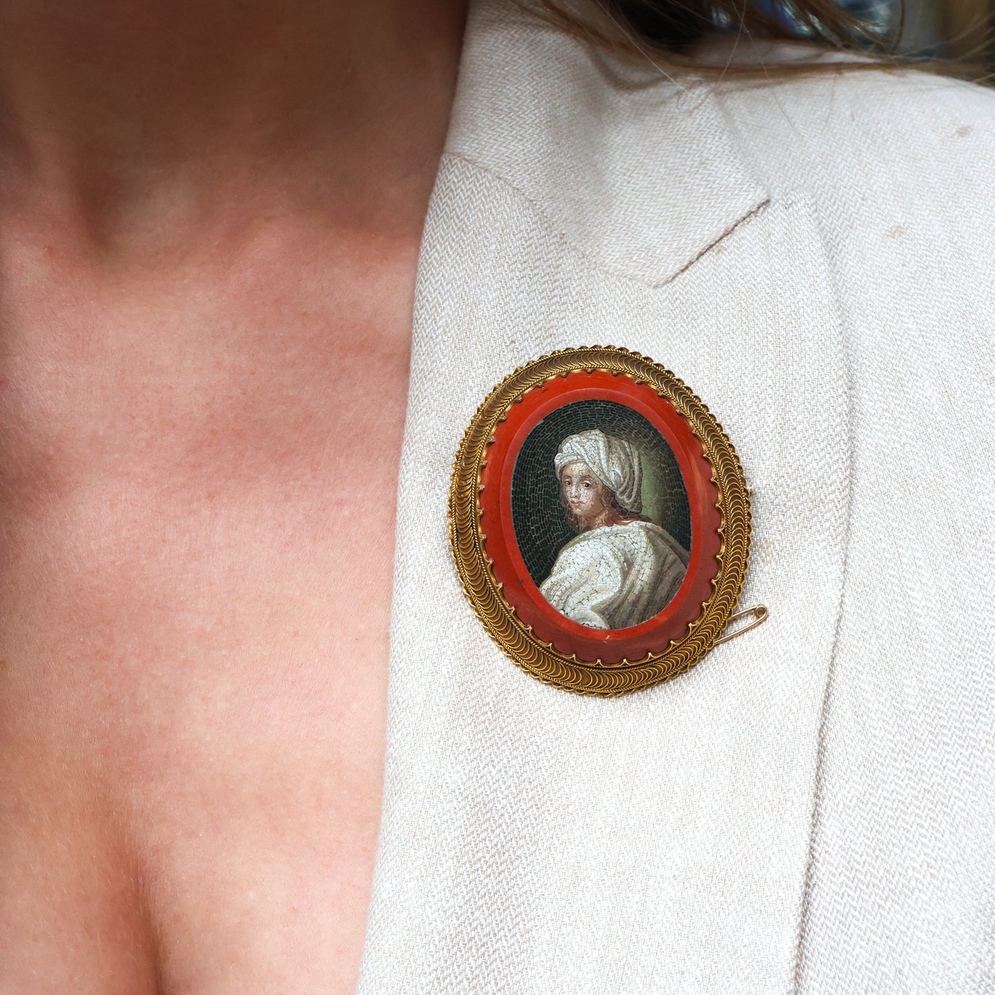 Micro-mosaic brooch