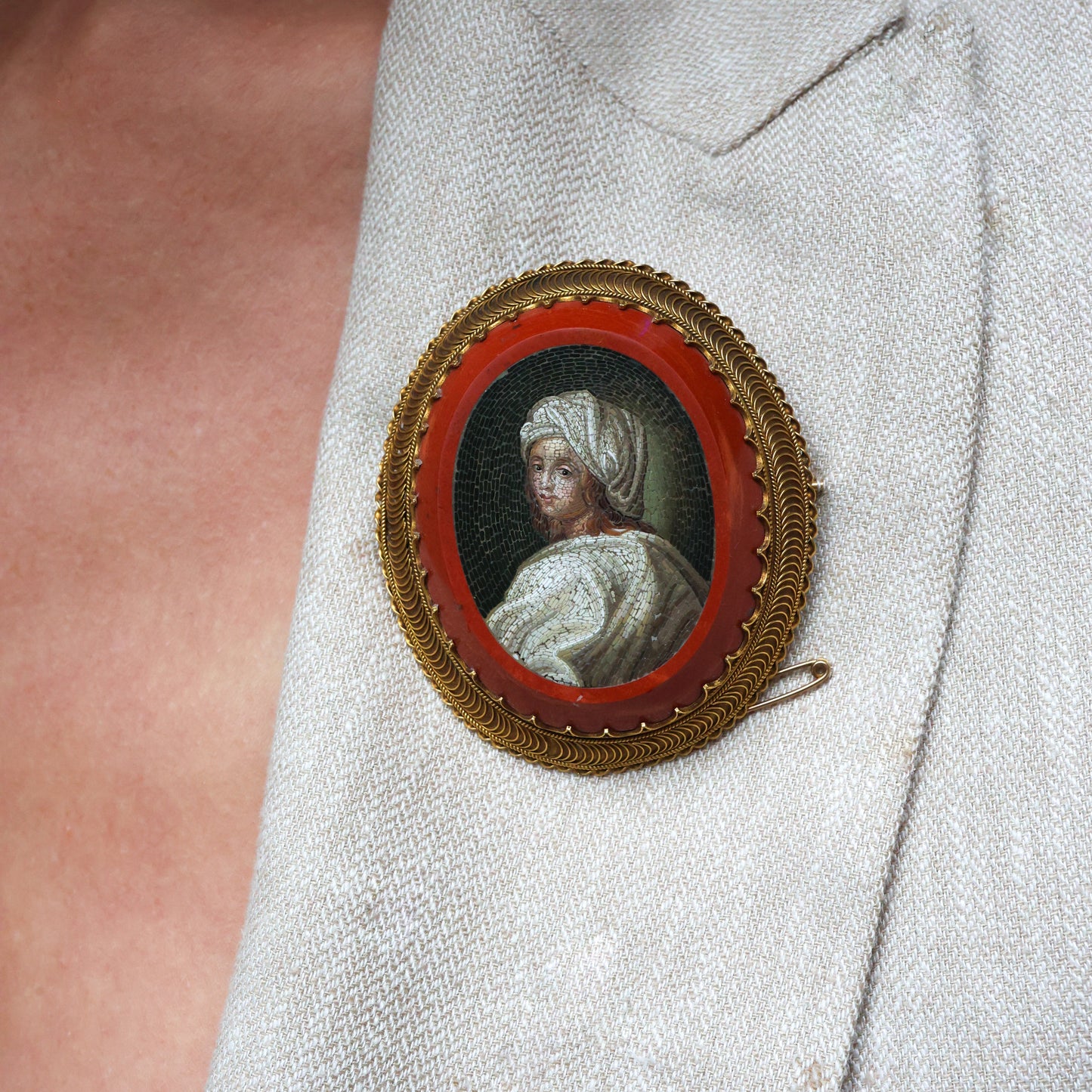 Micro-mosaic brooch