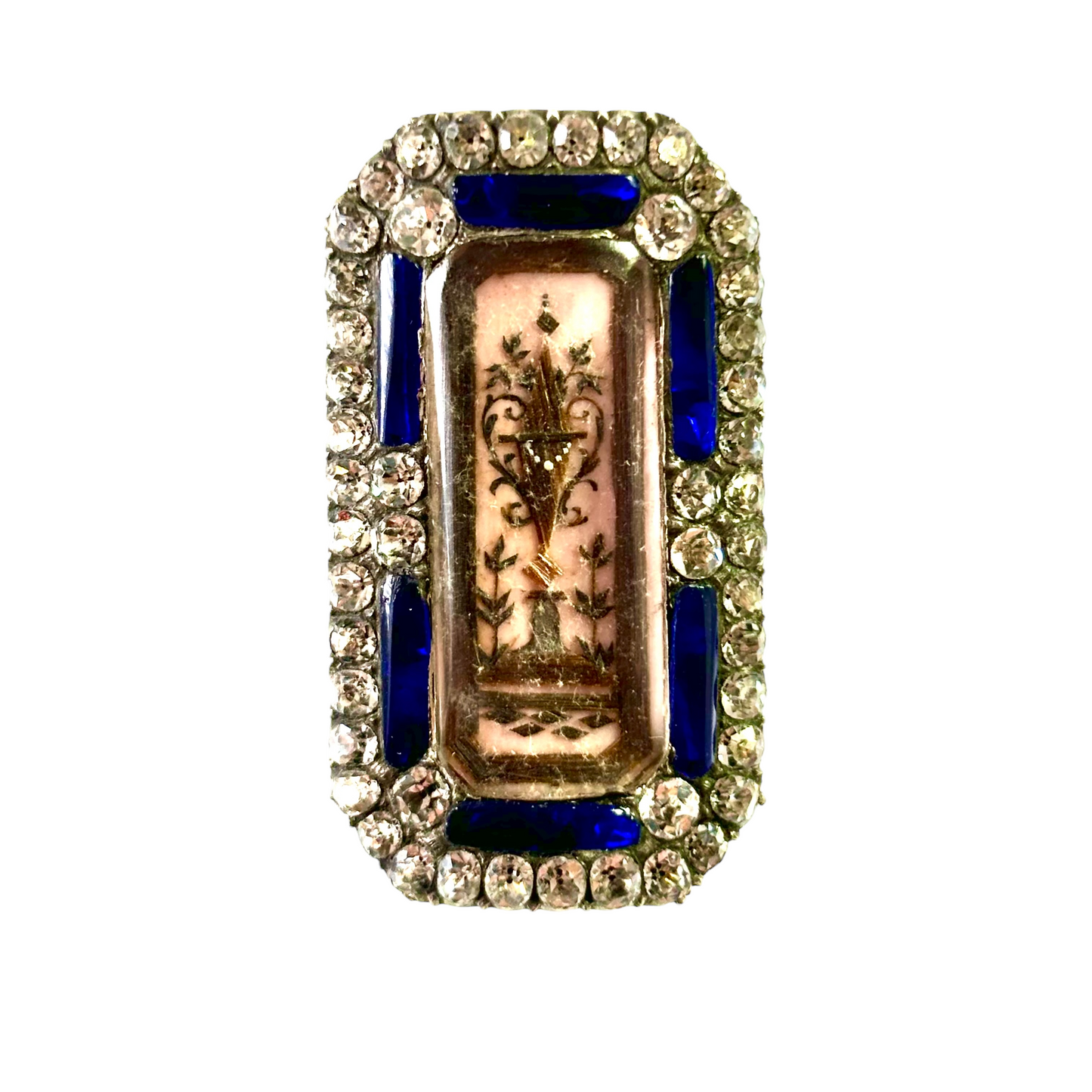 1800 memorial paste ring with blue glass