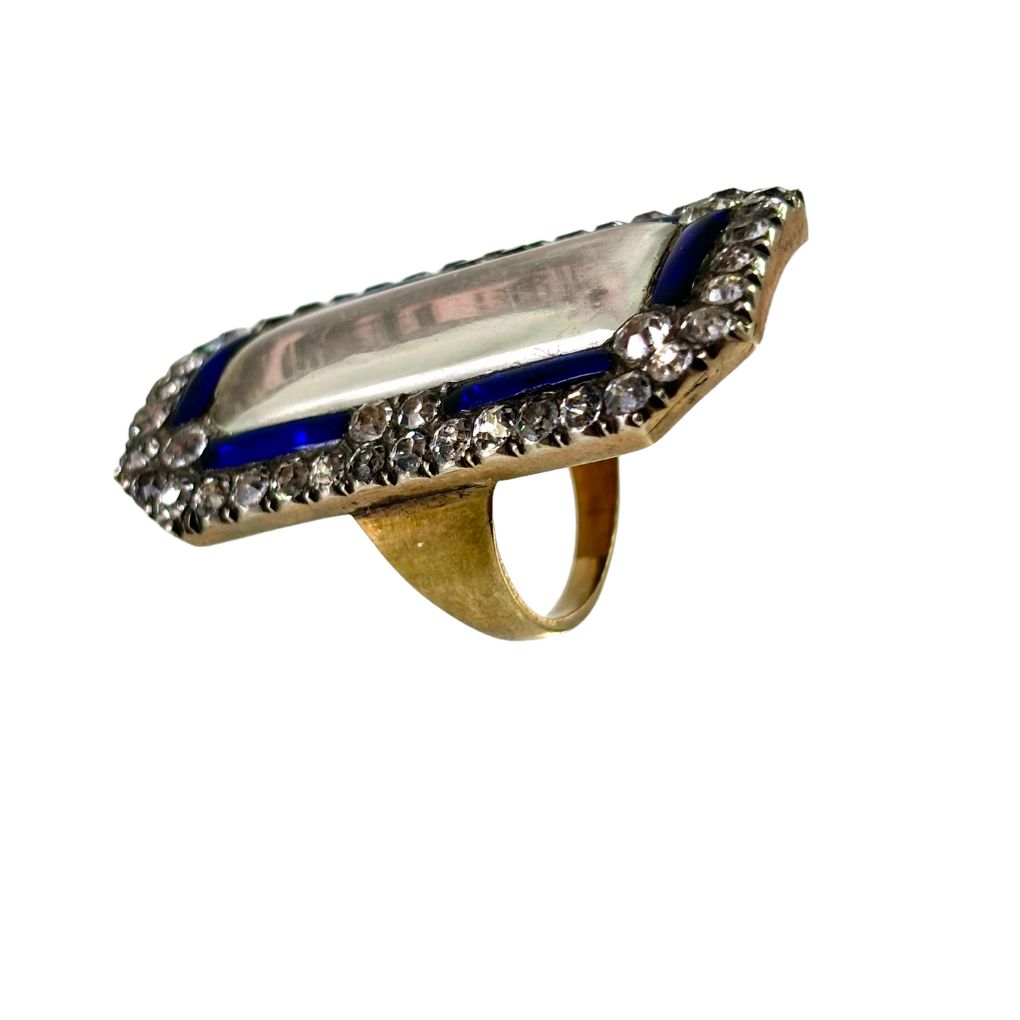1800 memorial paste ring with blue glass