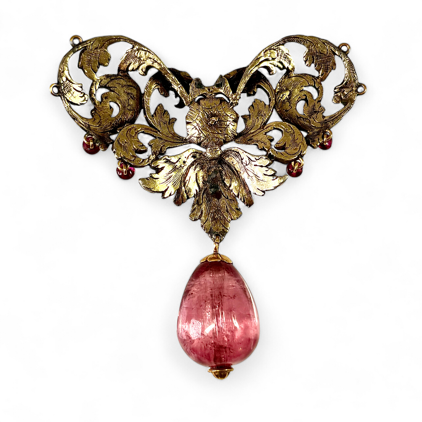 17 th century brooch with tourmaline drop