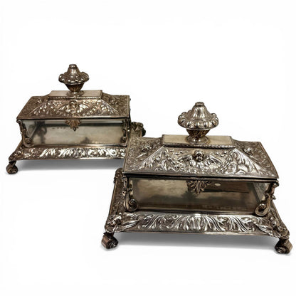 A pair of William III silver reliquary caskets