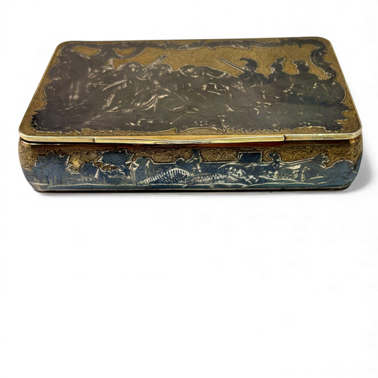 Russian silver box with niello