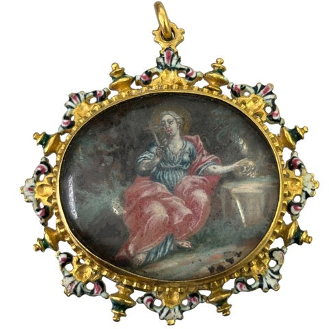 Seventeenth century enamelled gold pendant