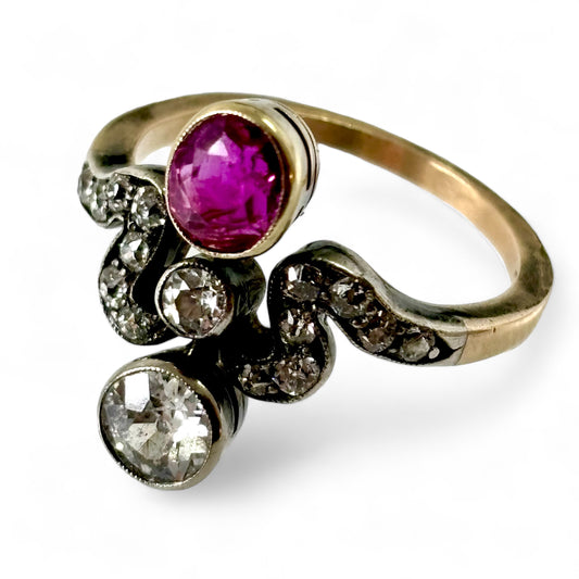 Diamond and ruby ring