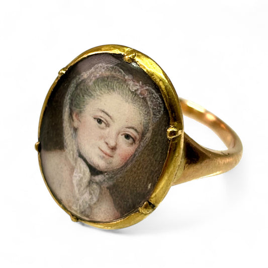 Eighteenth century painted miniature ring