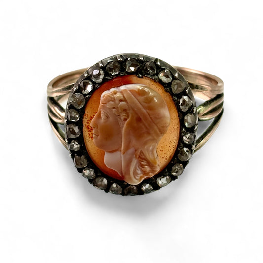 Eighteenth century cameo ring with diamonds