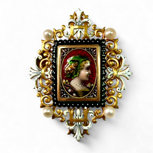 Renaissance revival gold brooch