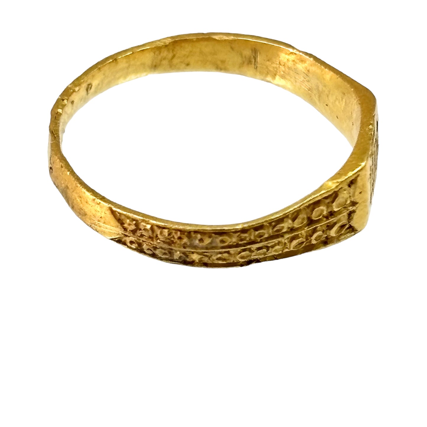 Engraved Tudor gold ring