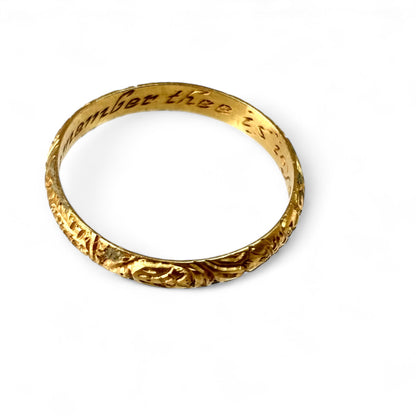 Engraved posy ring