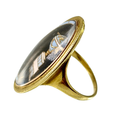 Memorial ring with enamelled urn