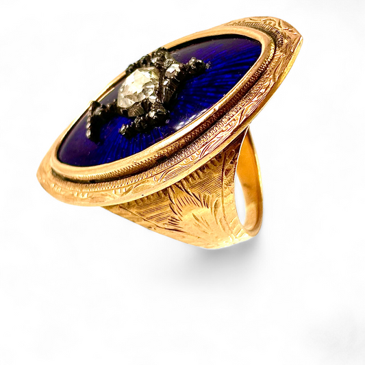 Memorial ring with diamonds