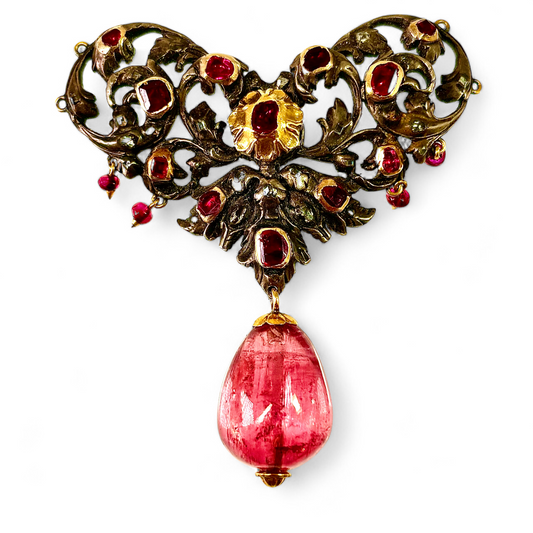 17 th century brooch with tourmaline drop