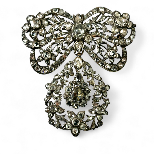 Bow diamond brooch