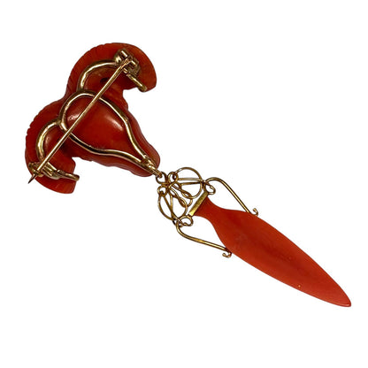 Italian Grand Tour Carved Coral Ram’s Head